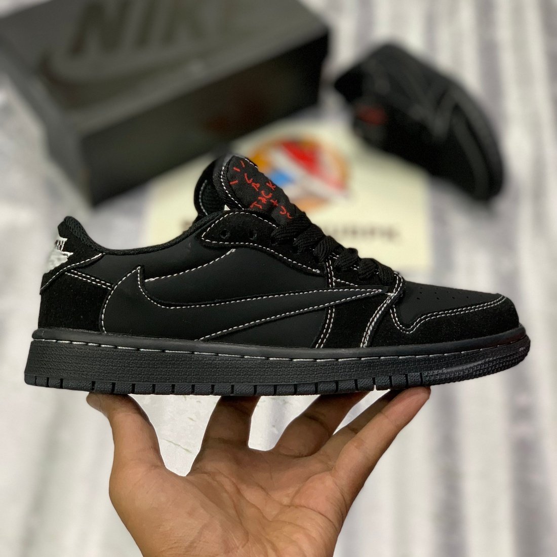 Aj-1 Lows x Traviis Scottt (Black Phantom) AAA Version – Sneaker Hub