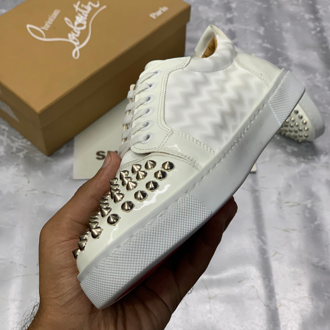 LB Jr Spiked Lows "White Silver"