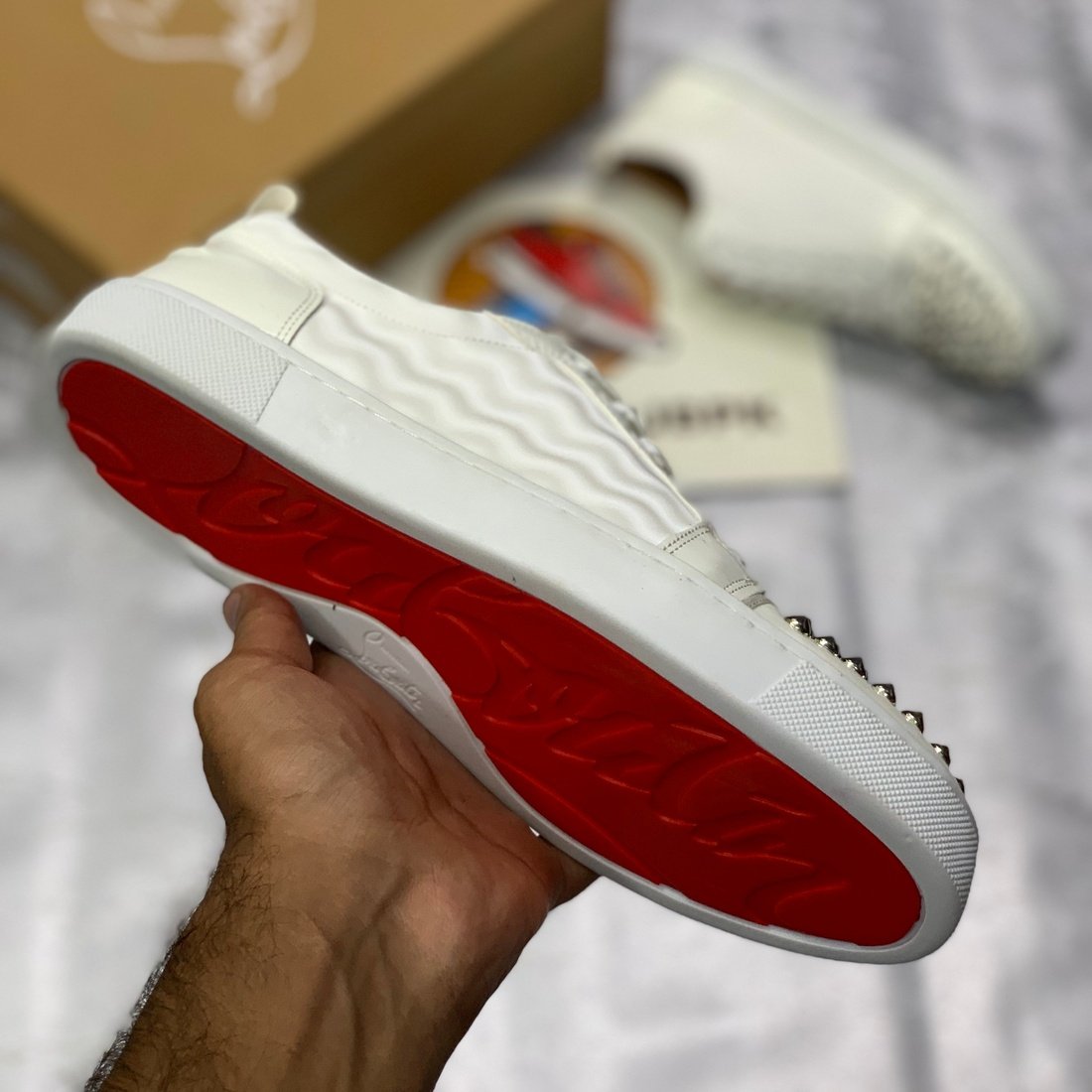 LB Jr Spiked Lows "White Silver"